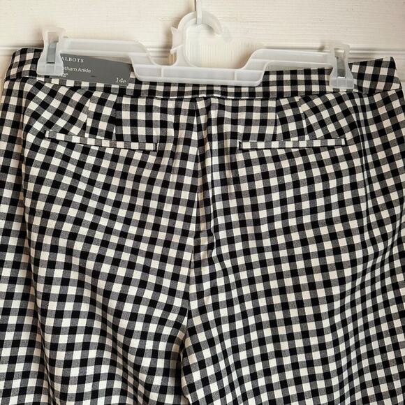 Talbots Black & White Checkered Chatham Ankle Pants Stretch Size 14P NWT - Picture 6 of 8